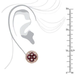 Designer Round 4Ct Halo Diamond & Ruby Earrings For Women 14K Rose Gold Circles -Its Hot Jewelry Shop jewelry designer round 4ct halo diamond ruby earrings for women 14k gold circles rulerro