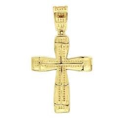 Double Layer 14K White Gold Pave Diamond Cross Pendant For Men & Women 0.75c -Its Hot Jewelry Shop jewelry double layer real 14k gold pave diamond cross pendant for men women 075c backye
