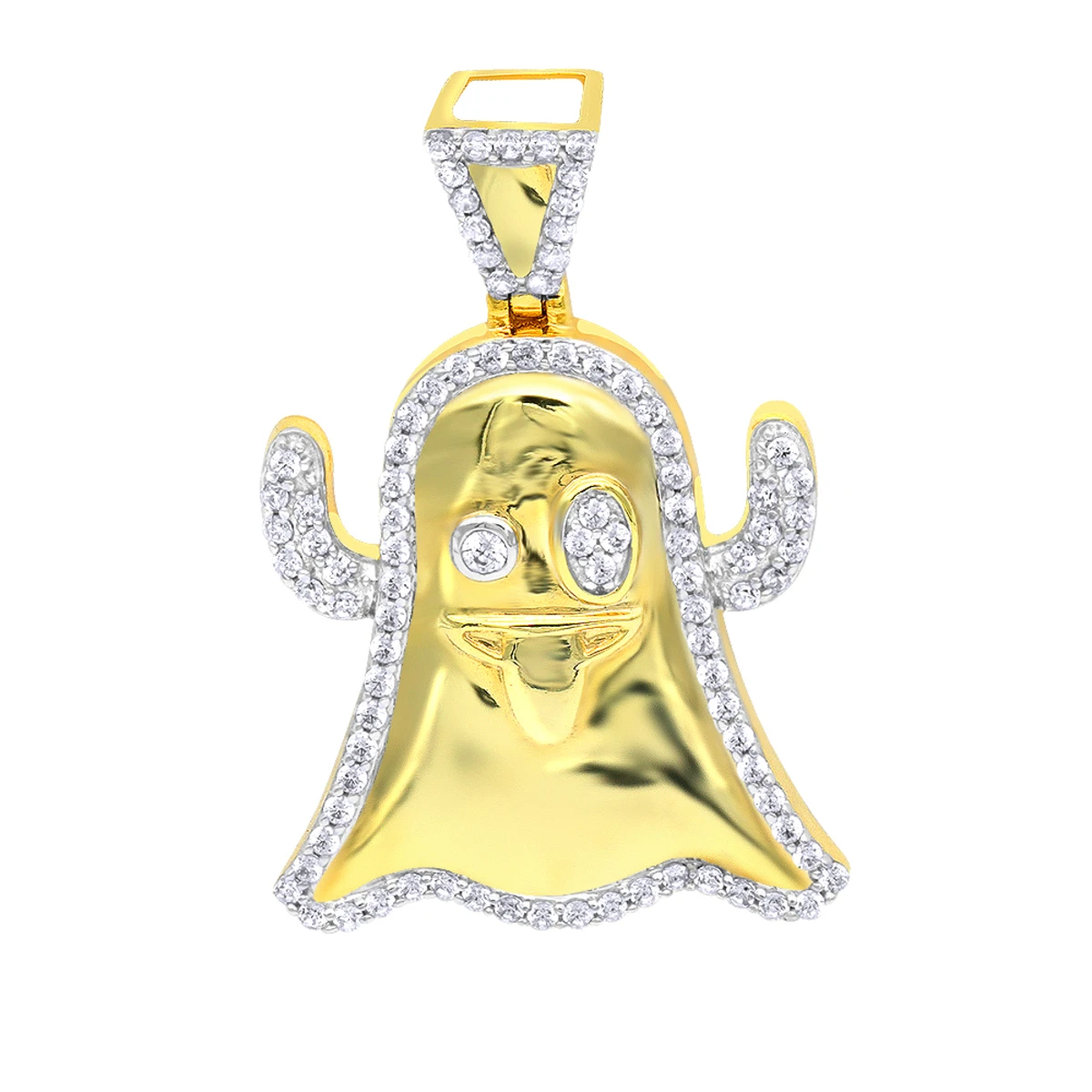 Emoji Ghost Symbol Real Diamond Pendant For Men 1CT 14K Yellow Gold By Luxurman 3 Emoji Ghost Symbol Real Diamond Pendant For Men 1CT 14K Yellow Gold By Luxurman