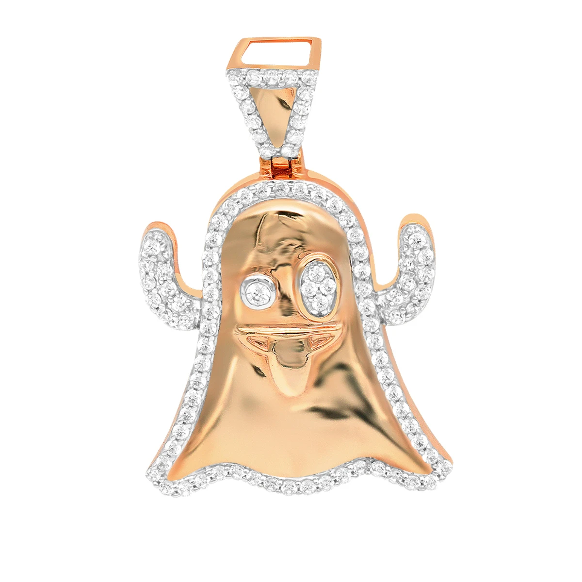 Emoji Ghost Symbol Real Diamond Pendant For Men 1CT 14K Yellow Gold By Luxurman 5 Emoji Ghost Symbol Real Diamond Pendant For Men 1CT 14K Yellow Gold By Luxurman - Image 3