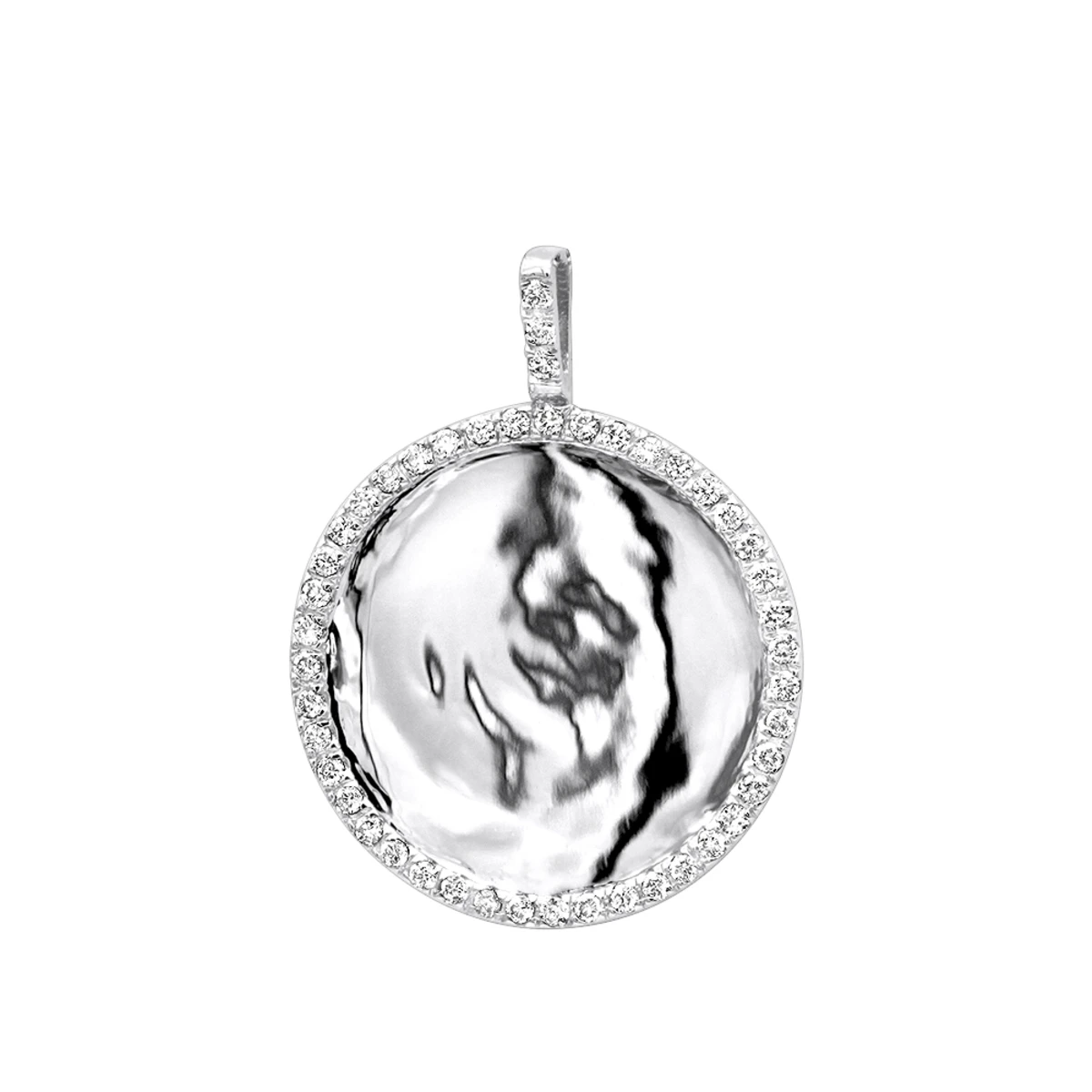 Engravable 14K Yellow Gold Diamond Circle Pendant For Women 1 Carat Medallion 4 Engravable 14K Yellow Gold Diamond Circle Pendant For Women 1 Carat Medallion - Image 2