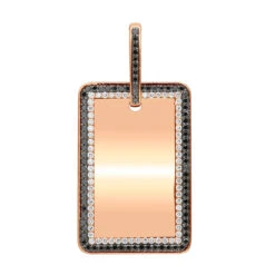 Engravable 2 Carat Black And White Diamond Dog Tag Pendant For Men 14K White Gold -Its Hot Jewelry Shop jewelry engravable 2 carat black and white diamond dog tag pendant for men 14k gold 000868 ro 1