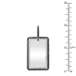 Engravable 2 Carat Black And White Diamond Dog Tag Pendant For Men 14K White Gold -Its Hot Jewelry Shop jewelry engravable 2 carat black and white diamond dog tag pendant for men 14k gold 000868 rulerwh 1