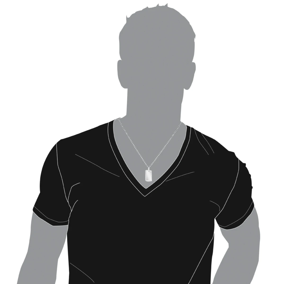 Engravable Sterling Silver Diamond Dog Tag Pendant For Men & Chain Necklace 5 Engravable Sterling Silver Diamond Dog Tag Pendant For Men & Chain Necklace - Image 3