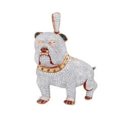 Genuine White Black Yellow Pink Diamond Bulldog Pendant 14K White Gold 17.23ct -Its Hot Jewelry Shop jewelry genuine white black yellow pink diamond bulldog pendant in real 14k gold 1723ct ro