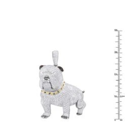 Genuine White Black Yellow Pink Diamond Bulldog Pendant 14K White Gold 17.23ct -Its Hot Jewelry Shop jewelry genuine white black yellow pink diamond bulldog pendant in real 14k gold 1723ct rulerwh