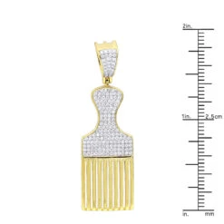 Hip Hop Fancy Afro Pick Comb Diamond Pendant For Men 10K Yellow Gold 17 Hip Hop Fancy Afro Pick Comb Diamond Pendant For Men 10K Yellow Gold -Its Hot Jewelry Shop jewelry hip hop jewelry fancy afro pick comb diamond pendant for men in 10k gold rulerye