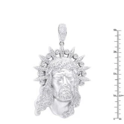 Unique Hip Hop Large Diamond 14K White Gold Jesus Head Pendant -Its Hot Jewelry Shop jewelry hip hop jewelry pieces unique large diamond 14k gold jesus head pendant rulerwh