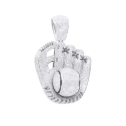 Iced Out Baseball Glove Real Diamond Pendant For Men By Joe Rodeo 14K White Gold