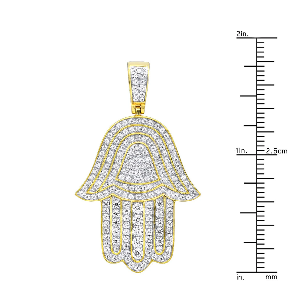 Jewish Large Iced Out Hamsa Hand Pendant 14K Yellow Gold 2CT Diamond Charm 10 Jewish Large Iced Out Hamsa Hand Pendant 14K Yellow Gold 2CT Diamond Charm - Image 8