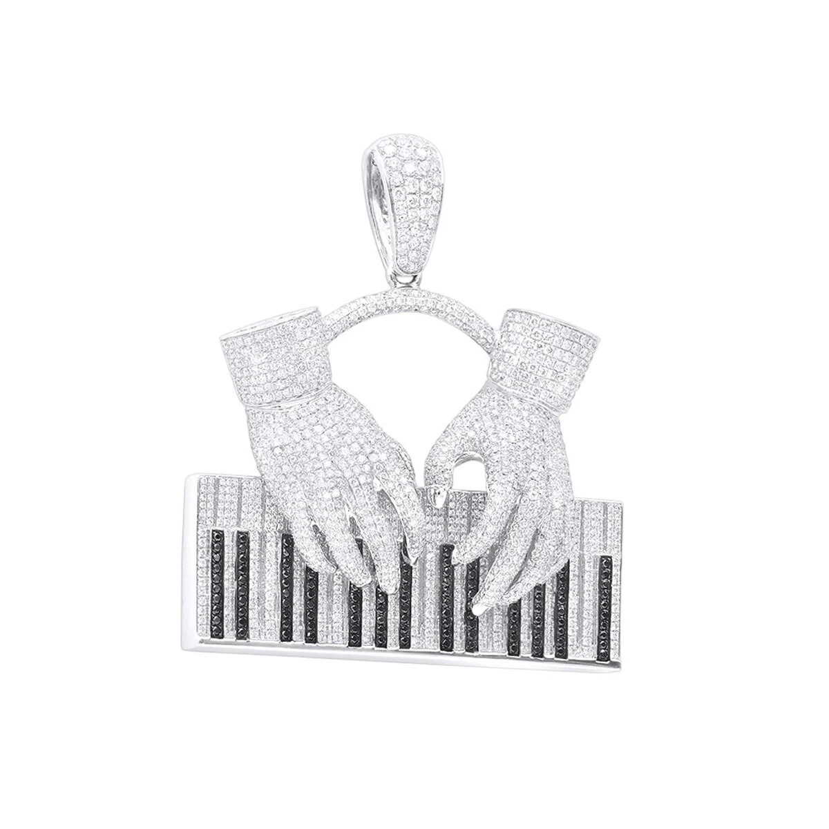 Joe Rodeo 14K White Gold Black And White Diamond Men's Piano Pendant 3 Joe Rodeo 14K White Gold Black And White Diamond Men's Piano Pendant