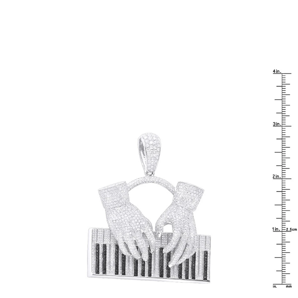 Joe Rodeo 14K White Gold Black And White Diamond Men's Piano Pendant 8 Joe Rodeo 14K White Gold Black And White Diamond Men's Piano Pendant - Image 6