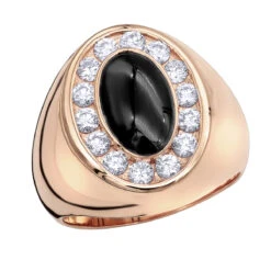 Large 1 Carat Black Onyx Diamond Ring For Men 14K Yellow Gold Pinky Ring -Its Hot Jewelry Shop jewelry large 1 carat black onyx diamond ring for men in 14k gold pinky ring ro