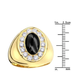 Large 1 Carat Black Onyx Diamond Ring For Men 14K Yellow Gold Pinky Ring -Its Hot Jewelry Shop jewelry large 1 carat black onyx diamond ring for men in 14k gold pinky ring rulerye