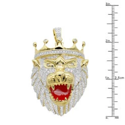 Large 10K Yellow Gold Diamond Lion Head Pendant For Men W Crown 4ct By Luxurman -Its Hot Jewelry Shop jewelry large 10k gold diamond lion head pendant for men w crown 4ct by luxurman rulerye 1