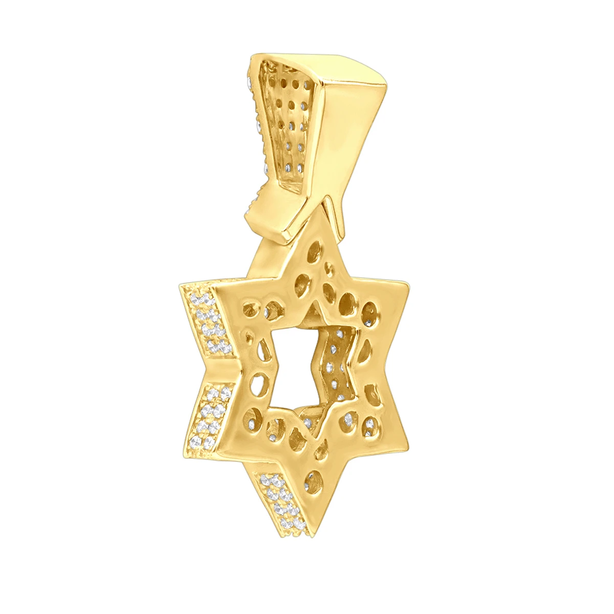 Large 14K Yellow Gold Diamond Star Of David Pendant For Men & Women 7 Large 14K Yellow Gold Diamond Star Of David Pendant For Men & Women - Image 5