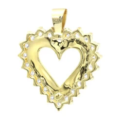 Large 14K Yellow Gold Open Heart Diamond Pendant For Women 2.75ct VS Diamonds -Its Hot Jewelry Shop jewelry large 14k gold open heart diamond pendant for women 275ct vs diamonds backye
