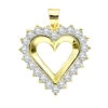 Large 14K Yellow Gold Open Heart Diamond Pendant For Women 2.75ct VS Diamonds