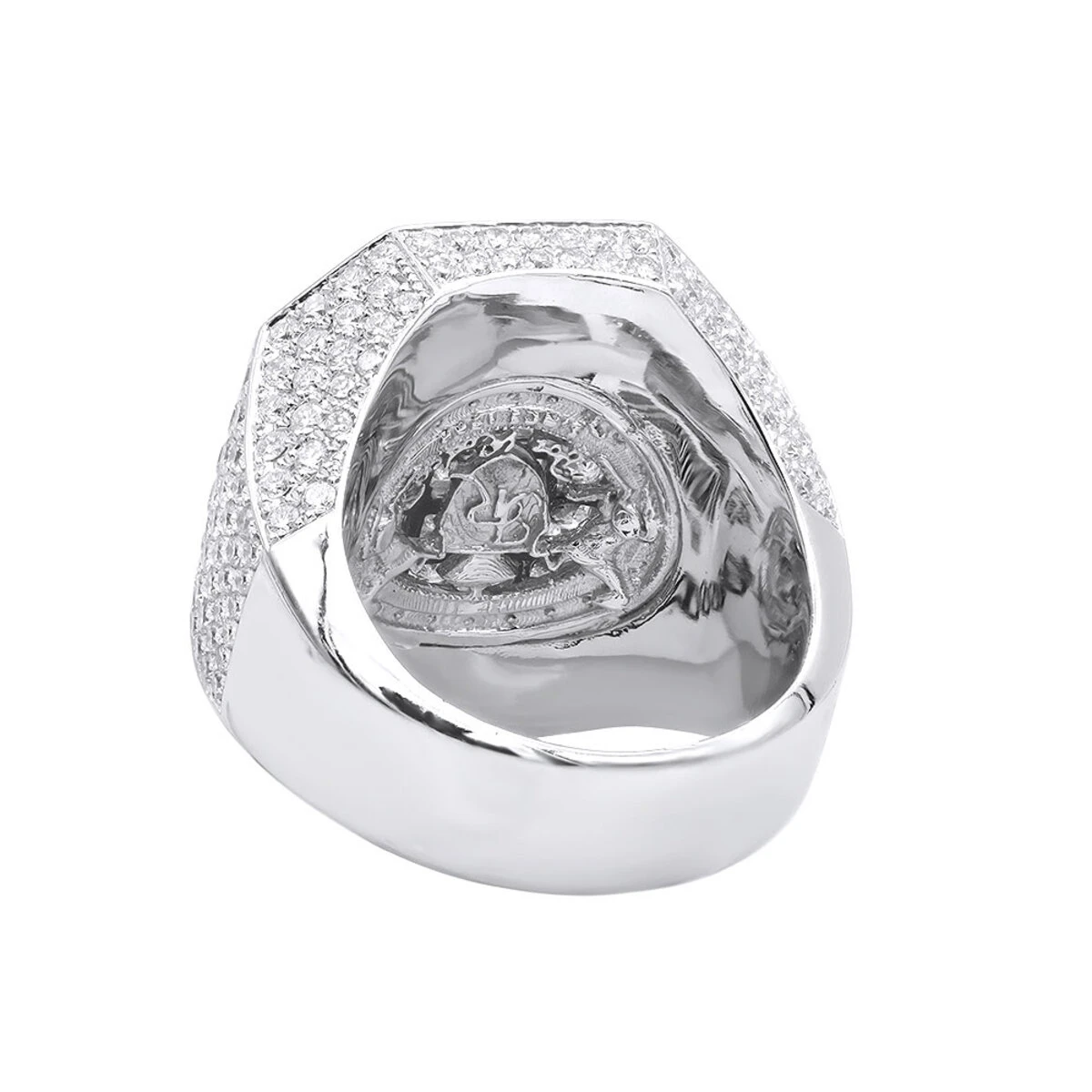 Large 14K White Gold Statement Invisible Set Princess Cut Diamond Ring For Men By Joe Rodeo 7 Large 14K White Gold Statement Invisible Set Princess Cut Diamond Ring For Men By Joe Rodeo - Image 5