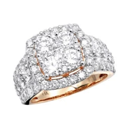 Large 4 Carat Cushion Cut Shape Halo Diamond Engagement Ring 14K Yellow Gold -Its Hot Jewelry Shop jewelry large 4 carat cushion cut shape halo diamond engagement ring 14k gold ro 1