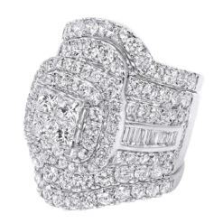 7 Carat Large Princess Baguette Round Diamond Engagement Ring Set 14K White Gold 11 7 Carat Large Princess Baguette Round Diamond Engagement Ring Set 14K White Gold -Its Hot Jewelry Shop jewelry large princess baguette and round diamond engagement ring set 14k gold 7ct backwh