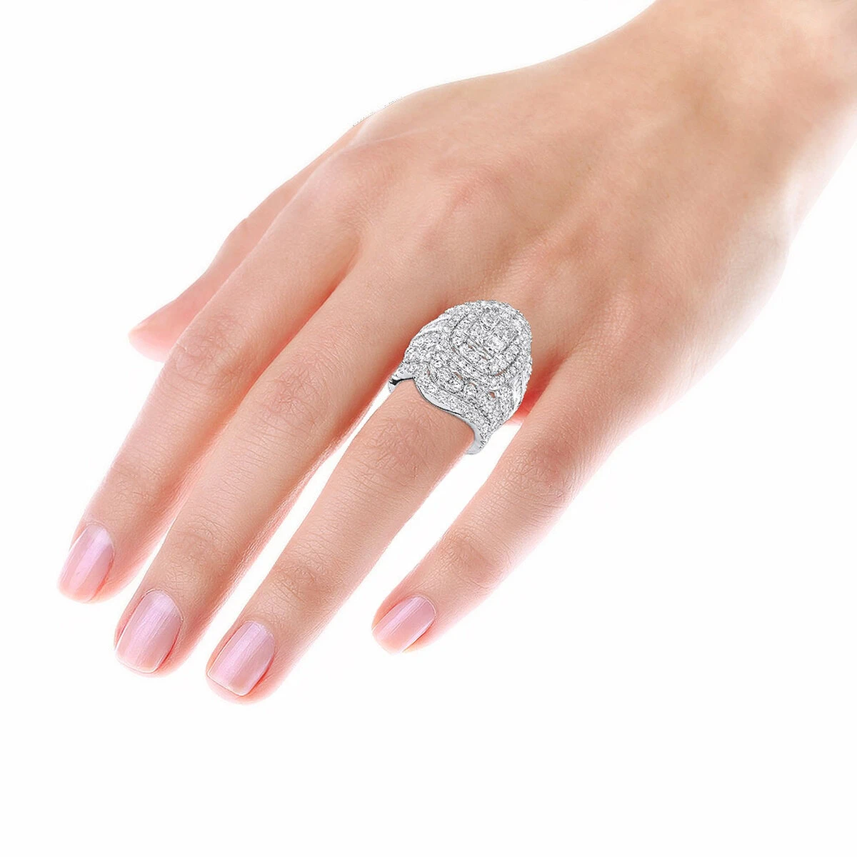 7 Carat Large Princess Baguette Round Diamond Engagement Ring Set 14K White Gold 7 7 Carat Large Princess Baguette Round Diamond Engagement Ring Set 14K White Gold - Image 5