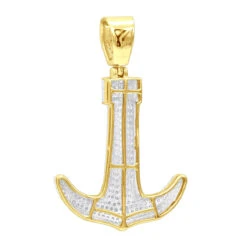 Large 10K Yellow Gold Diamond Anchor Pendant For Men 1.25 Carats 14 Large 10K Yellow Gold Diamond Anchor Pendant For Men 1.25 Carats -Its Hot Jewelry Shop jewelry large real 10k gold diamond anchor pendant for men 125 carats backye