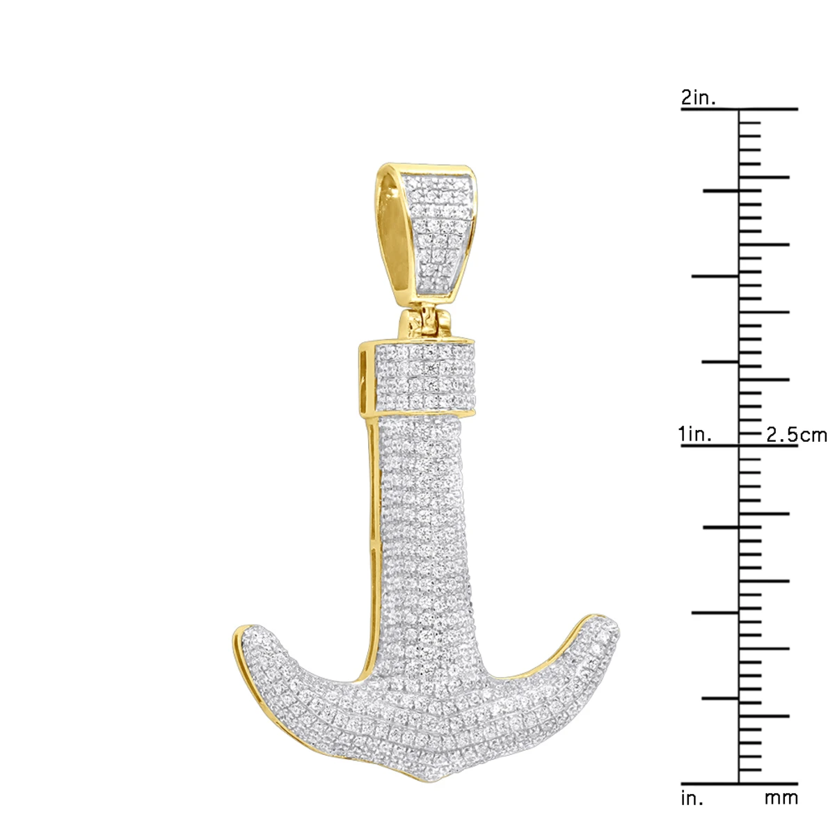 Large 10K Yellow Gold Diamond Anchor Pendant For Men 1.25 Carats 10 Large 10K Yellow Gold Diamond Anchor Pendant For Men 1.25 Carats - Image 8
