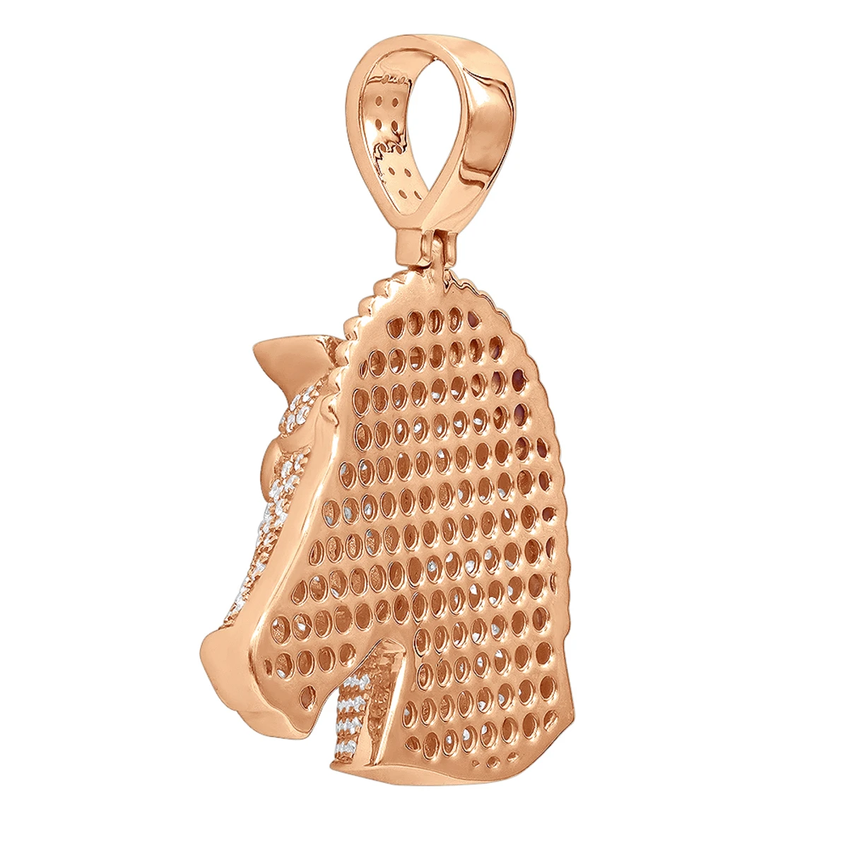 Large 10K Yellow Gold Horse Head Diamond Pendant For Men 4.5 Carat 8 Large 10K Yellow Gold Horse Head Diamond Pendant For Men 4.5 Carat - Image 6