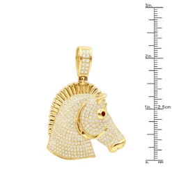 Large 10K Yellow Gold Horse Head Diamond Pendant For Men 4.5 Carat 17 Large 10K Yellow Gold Horse Head Diamond Pendant For Men 4.5 Carat -Its Hot Jewelry Shop jewelry large real 10k gold horse head diamond pendant for men 4 carat rulerye