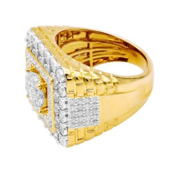 Large Real Hip Hop Diamond Pinky Ring For Men 14K Yellow Gold Square Shape 2.25ct -Its Hot Jewelry Shop jewelry large real hip hop diamond pinky ring for men 14k gold square shape 225ct 803186 backye
