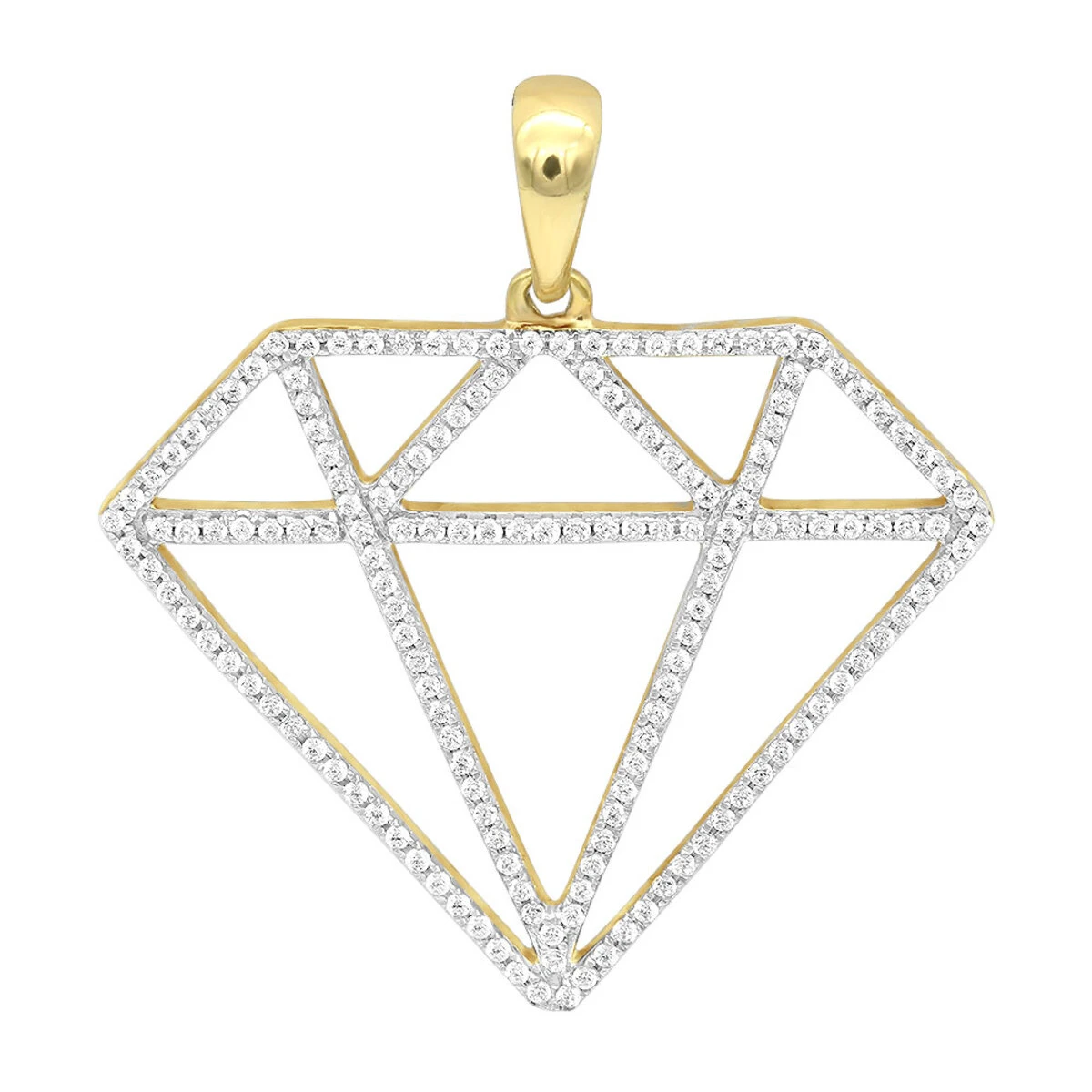 Large Size Diamond Shape Charm Pendant 0.5CT 14K Yellow Gold By Luxurman 3 Large Size Diamond Shape Charm Pendant 0.5CT 14K Yellow Gold By Luxurman