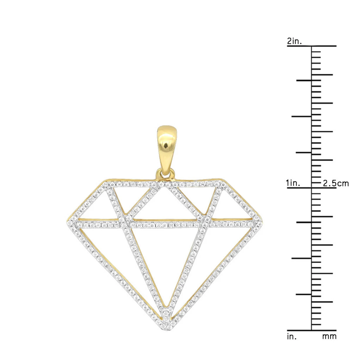 Large Size Diamond Shape Charm Pendant 0.5CT 14K Yellow Gold By Luxurman 10 Large Size Diamond Shape Charm Pendant 0.5CT 14K Yellow Gold By Luxurman - Image 8