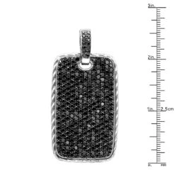 Large Sterling Silver Black Diamond Dog Tag Pendant For Men 14Ct Pave Setting -Its Hot Jewelry Shop jewelry large sterling silver black diamond dog tag pendant for men 14ct pave setting rulerwh