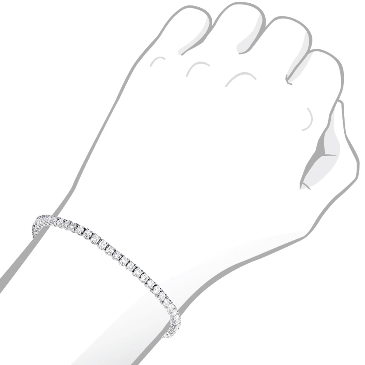 Eternity Line Ladies Diamond Tennis Bracelet 4 Carats 14K White Gold 7 Eternity Line Ladies Diamond Tennis Bracelet 4 Carats 14K White Gold - Image 5