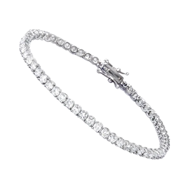 Eternity Line Ladies Diamond Tennis Bracelet 4 Carats 14K White Gold 3 Eternity Line Ladies Diamond Tennis Bracelet 4 Carats 14K White Gold