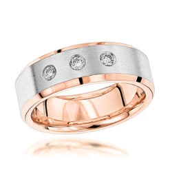 Luxurman 18K Yellow Gold Two Tone Diamond Wedding Band For Women & Men Comfort Fit -Its Hot Jewelry Shop jewelry luxurman 18k gold two tone diamond wedding band for women men comfort fit ro