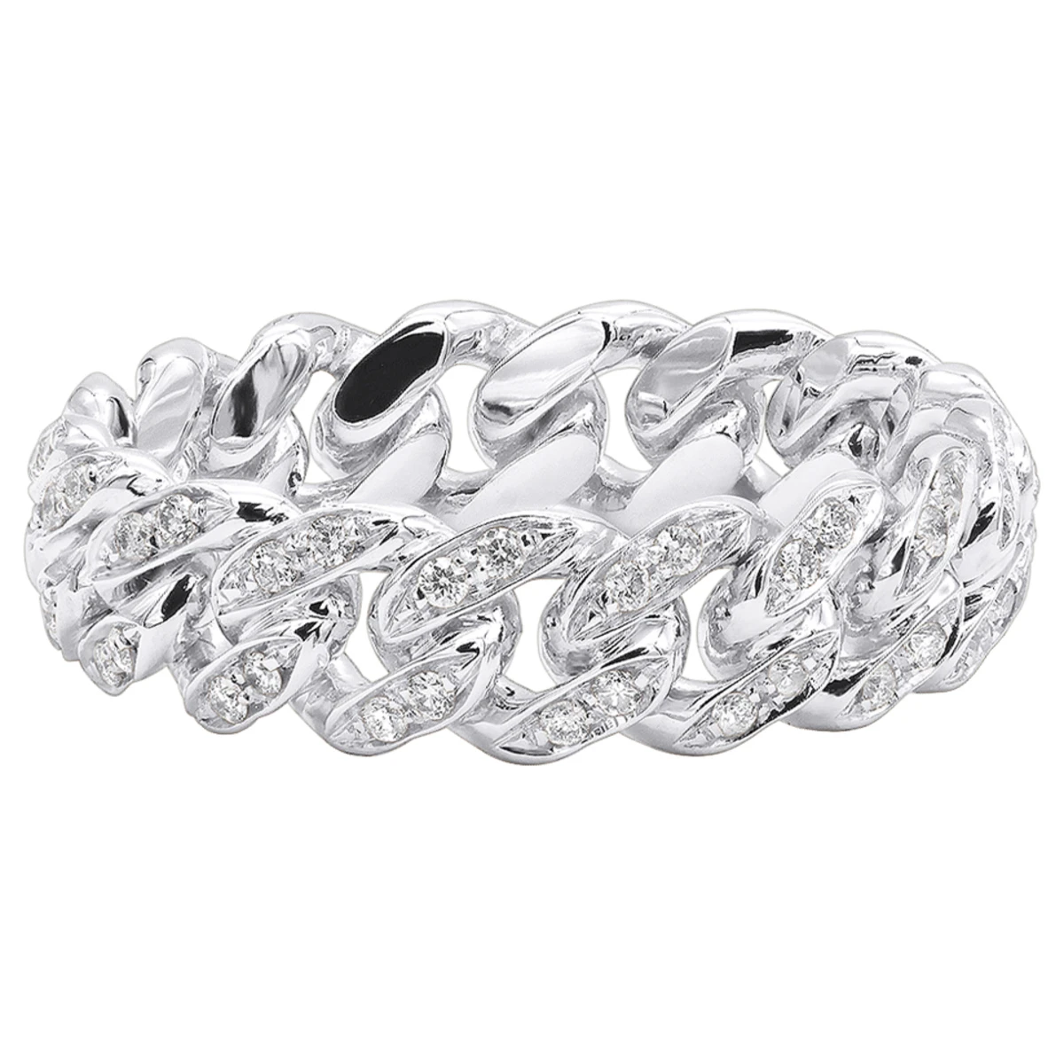 LUXURMAN Bands Solid 14K Yellow Gold Cuban Link Chain Diamond Ring For Men 0.7ct 6 LUXURMAN Bands Solid 14K Yellow Gold Cuban Link Chain Diamond Ring For Men 0.7ct - Image 4