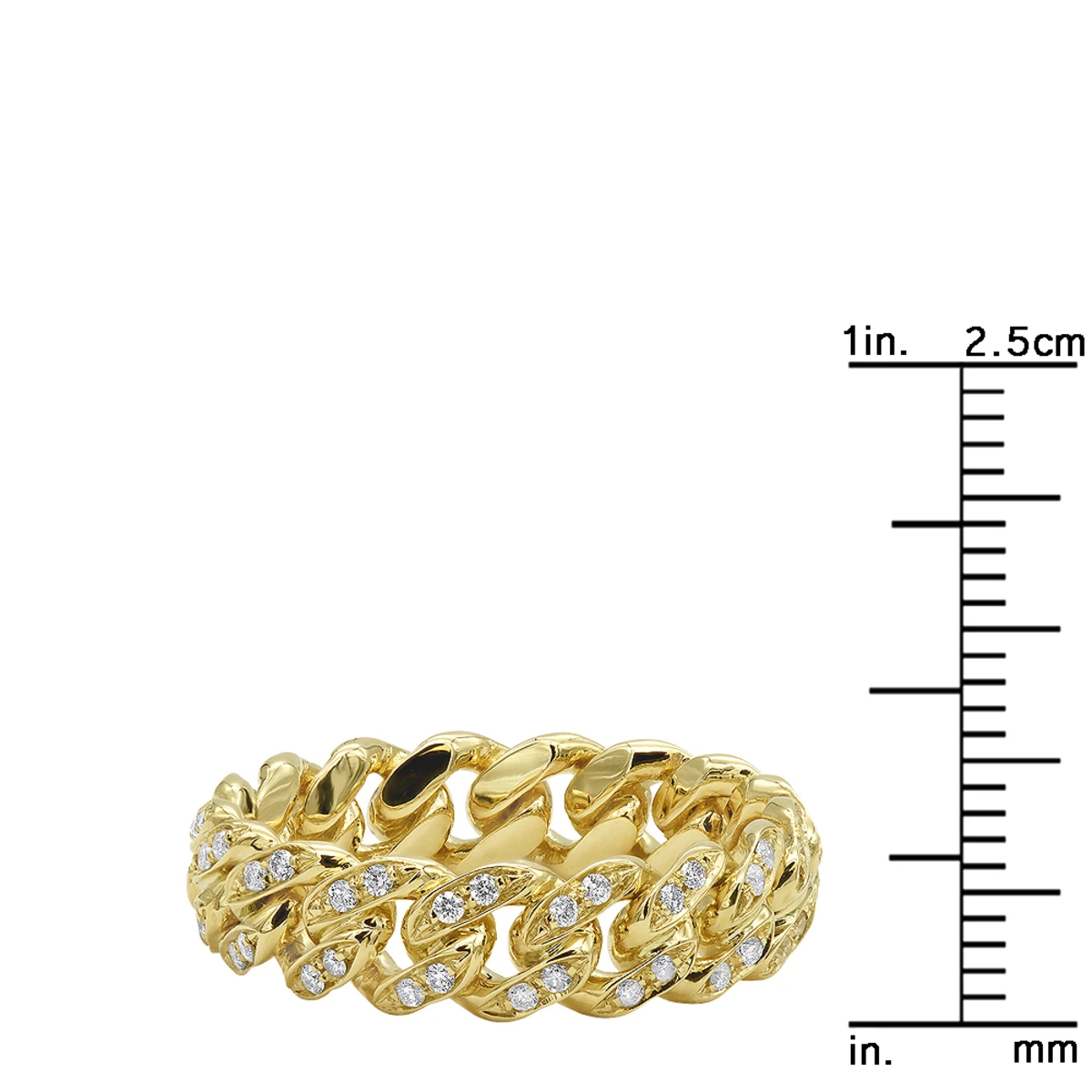 LUXURMAN Bands Solid 14K Yellow Gold Cuban Link Chain Diamond Ring For Men 0.7ct 10 LUXURMAN Bands Solid 14K Yellow Gold Cuban Link Chain Diamond Ring For Men 0.7ct - Image 8