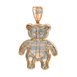 Luxurman Charms 10K Yellow Gold Large Teddy Bear Diamond Pendant Men's 3.25ct -Its Hot Jewelry Shop jewelry luxurman charms real 10k gold large teddy bear diamond pendant mens 325ct backro