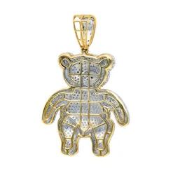 Luxurman Charms 10K Yellow Gold Large Teddy Bear Diamond Pendant Men's 3.25ct -Its Hot Jewelry Shop jewelry luxurman charms real 10k gold large teddy bear diamond pendant mens 325ct backye