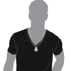 Luxurman Charms 10K Yellow Gold Large Teddy Bear Diamond Pendant Men's 3.25ct -Its Hot Jewelry Shop jewelry luxurman charms real 10k gold large teddy bear diamond pendant mens 325ct bodro