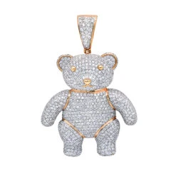 Luxurman Charms 10K Yellow Gold Large Teddy Bear Diamond Pendant Men's 3.25ct -Its Hot Jewelry Shop jewelry luxurman charms real 10k gold large teddy bear diamond pendant mens 325ct ro