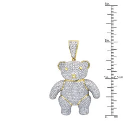 Luxurman Charms 10K Yellow Gold Large Teddy Bear Diamond Pendant Men's 3.25ct -Its Hot Jewelry Shop jewelry luxurman charms real 10k gold large teddy bear diamond pendant mens 325ct rulerye