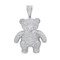 Luxurman Charms 10K Yellow Gold Large Teddy Bear Diamond Pendant Men's 3.25ct -Its Hot Jewelry Shop jewelry luxurman charms real 10k gold large teddy bear diamond pendant mens 325ct wh