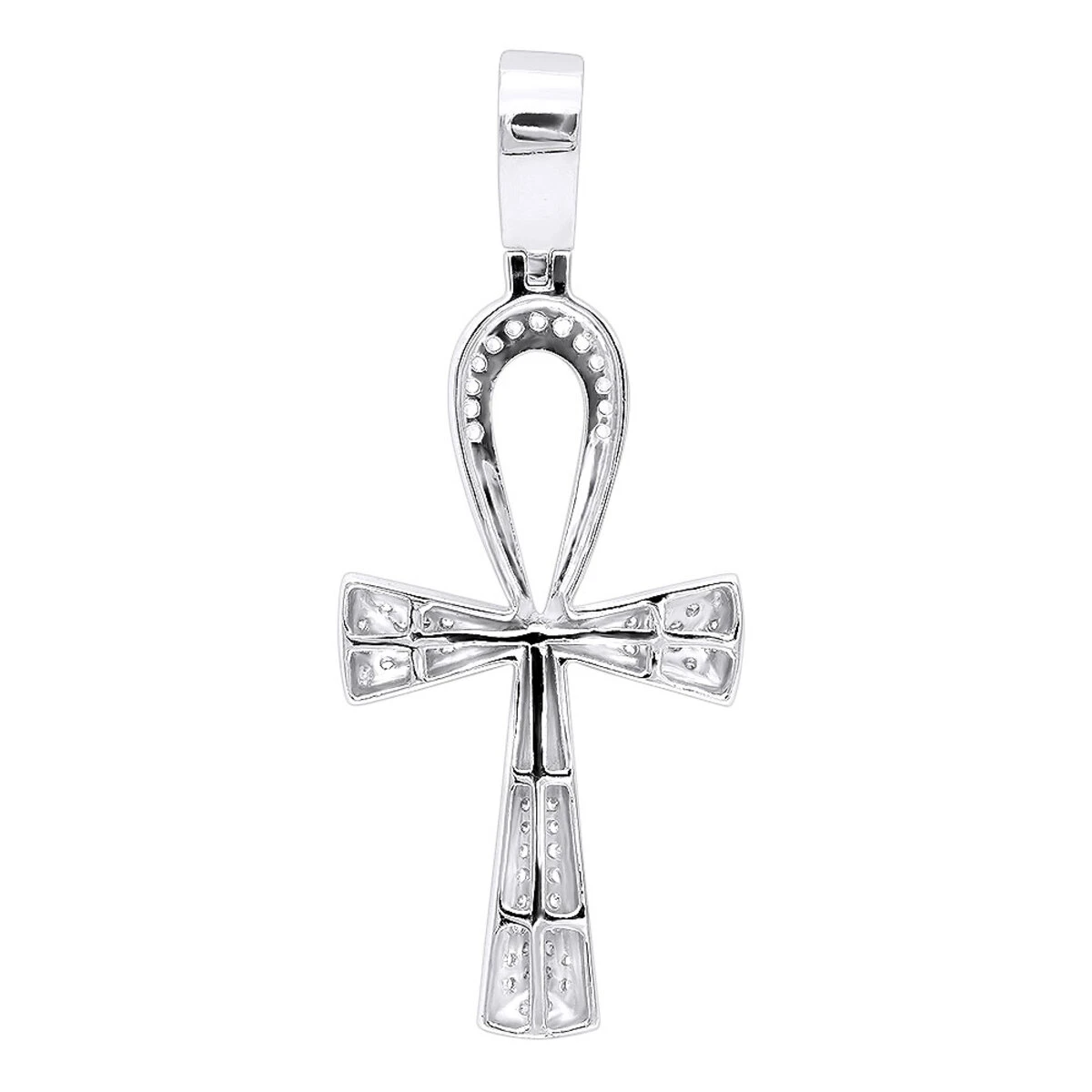 Luxurman Egyptian Ankh Cross Diamond Pendant 14K White Gold 0.6CT 2 3/4 Inch 6 Luxurman Egyptian Ankh Cross Diamond Pendant 14K White Gold 0.6CT 2 3/4 Inch - Image 4