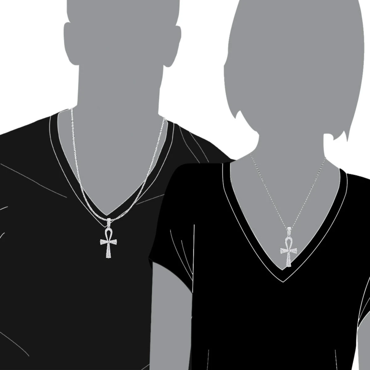 Luxurman Egyptian Ankh Cross Diamond Pendant 14K White Gold 0.6CT 2 3/4 Inch 9 Luxurman Egyptian Ankh Cross Diamond Pendant 14K White Gold 0.6CT 2 3/4 Inch - Image 7