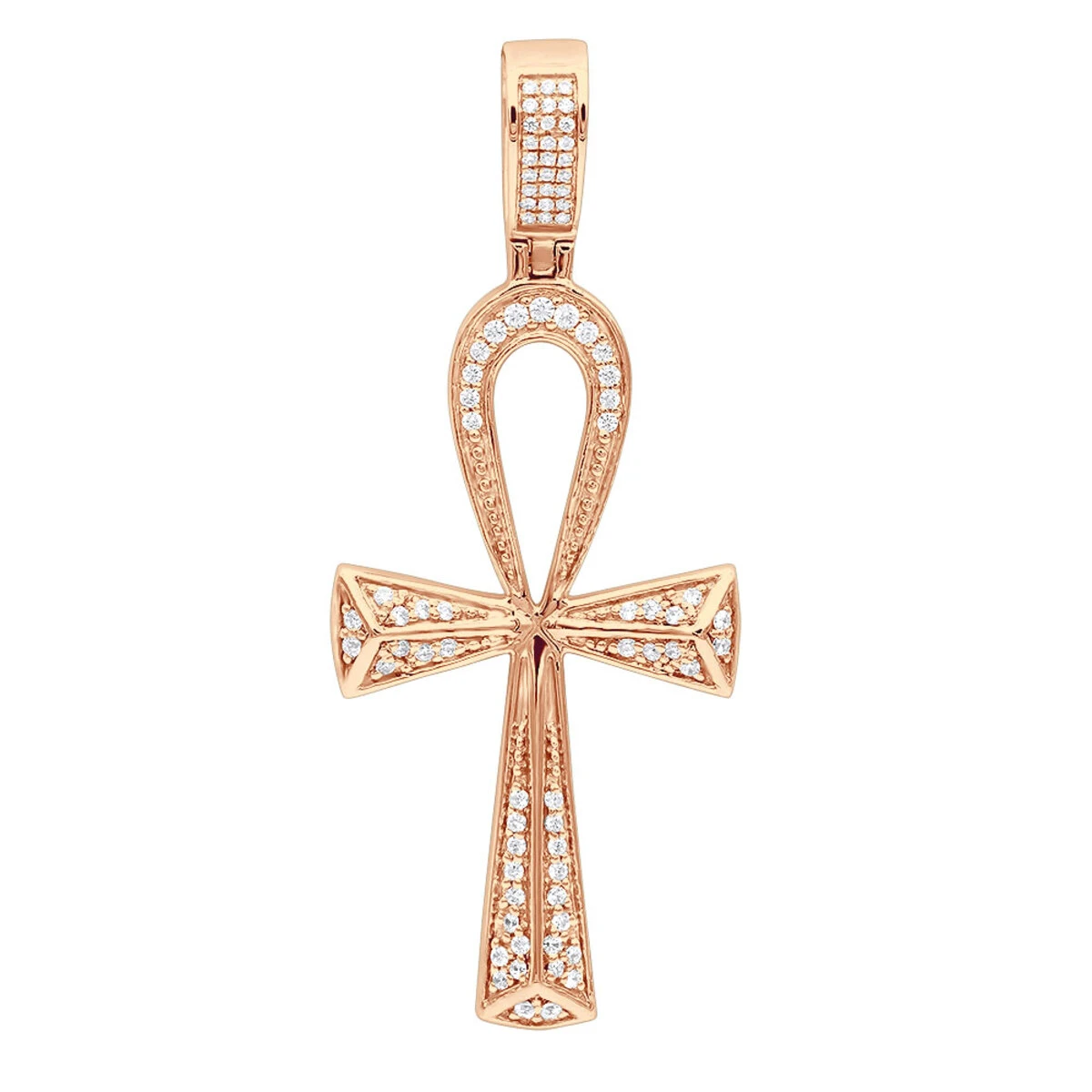 Luxurman Egyptian Ankh Cross Diamond Pendant 14K White Gold 0.6CT 2 3/4 Inch 5 Luxurman Egyptian Ankh Cross Diamond Pendant 14K White Gold 0.6CT 2 3/4 Inch - Image 3