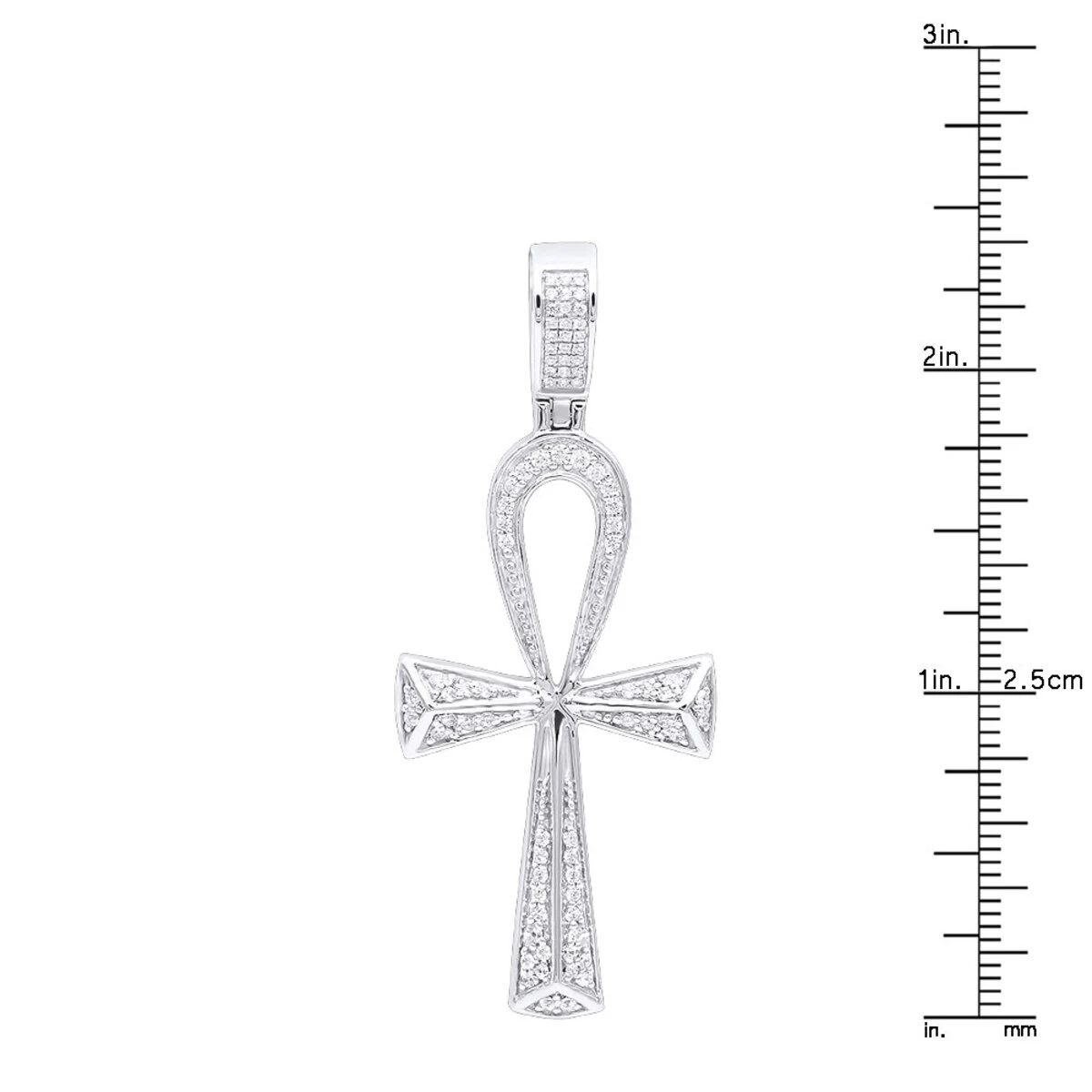 Luxurman Egyptian Ankh Cross Diamond Pendant 14K White Gold 0.6CT 2 3/4 Inch 10 Luxurman Egyptian Ankh Cross Diamond Pendant 14K White Gold 0.6CT 2 3/4 Inch - Image 8