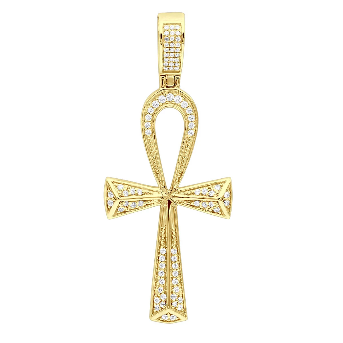 Luxurman Egyptian Ankh Cross Diamond Pendant 14K White Gold 0.6CT 2 3/4 Inch 4 Luxurman Egyptian Ankh Cross Diamond Pendant 14K White Gold 0.6CT 2 3/4 Inch - Image 2